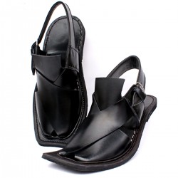 Black Plain Buckle Style Peshawari Sandal AK-5019